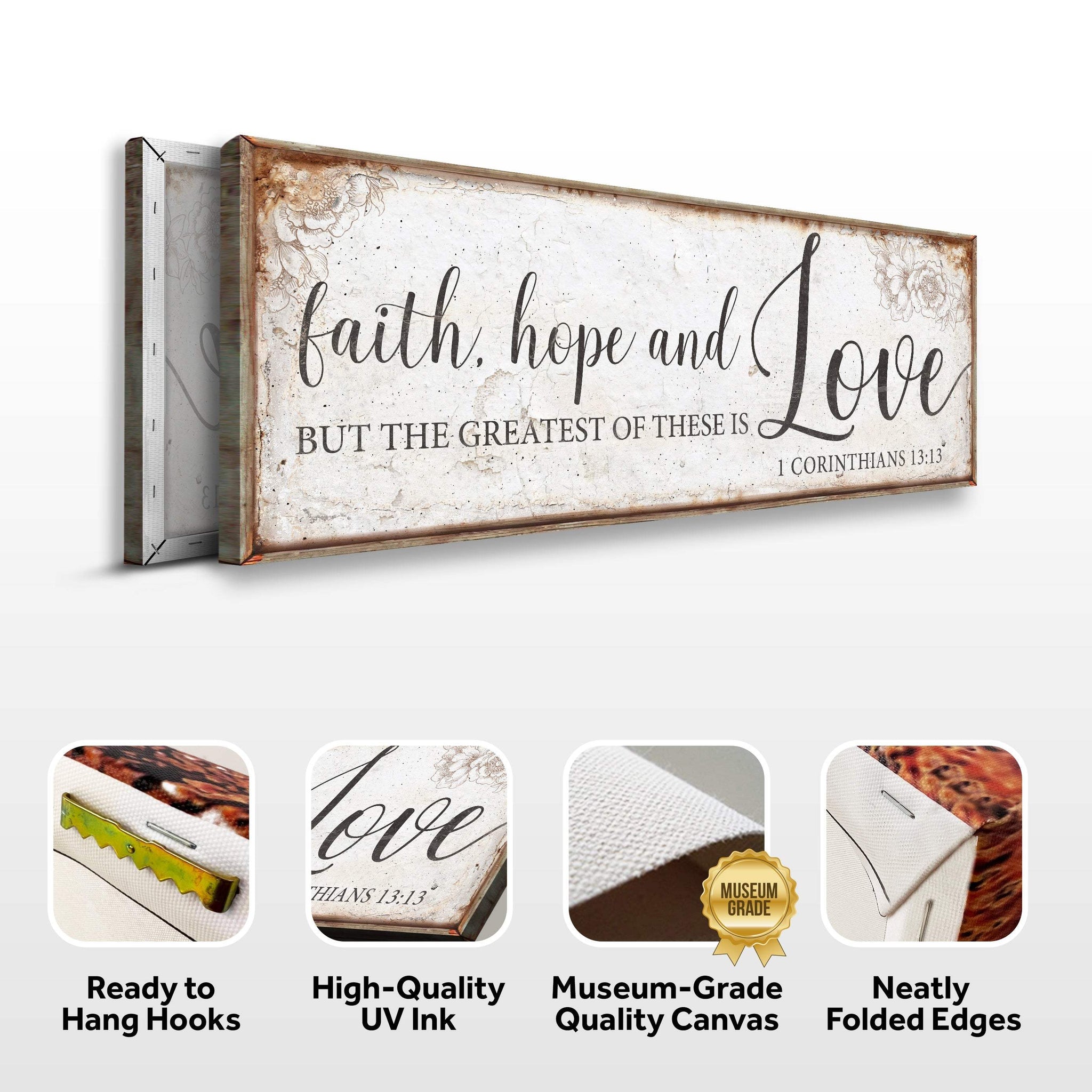 Faith Hope And Love 1 Corinthians 13:13 Faith Sign - Tailored Canvases - Flyclothing LLC