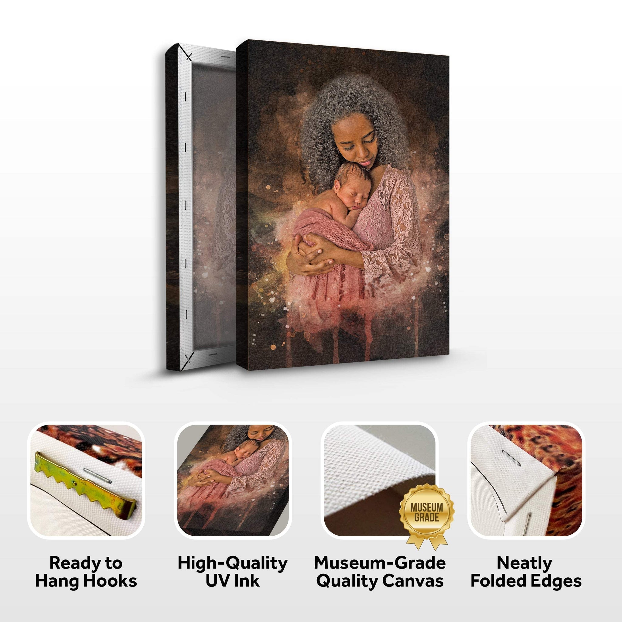 Mother's Day Watercolor Portrait Sign Mother and Child - Tailored Canvases - Flyclothing LLC
