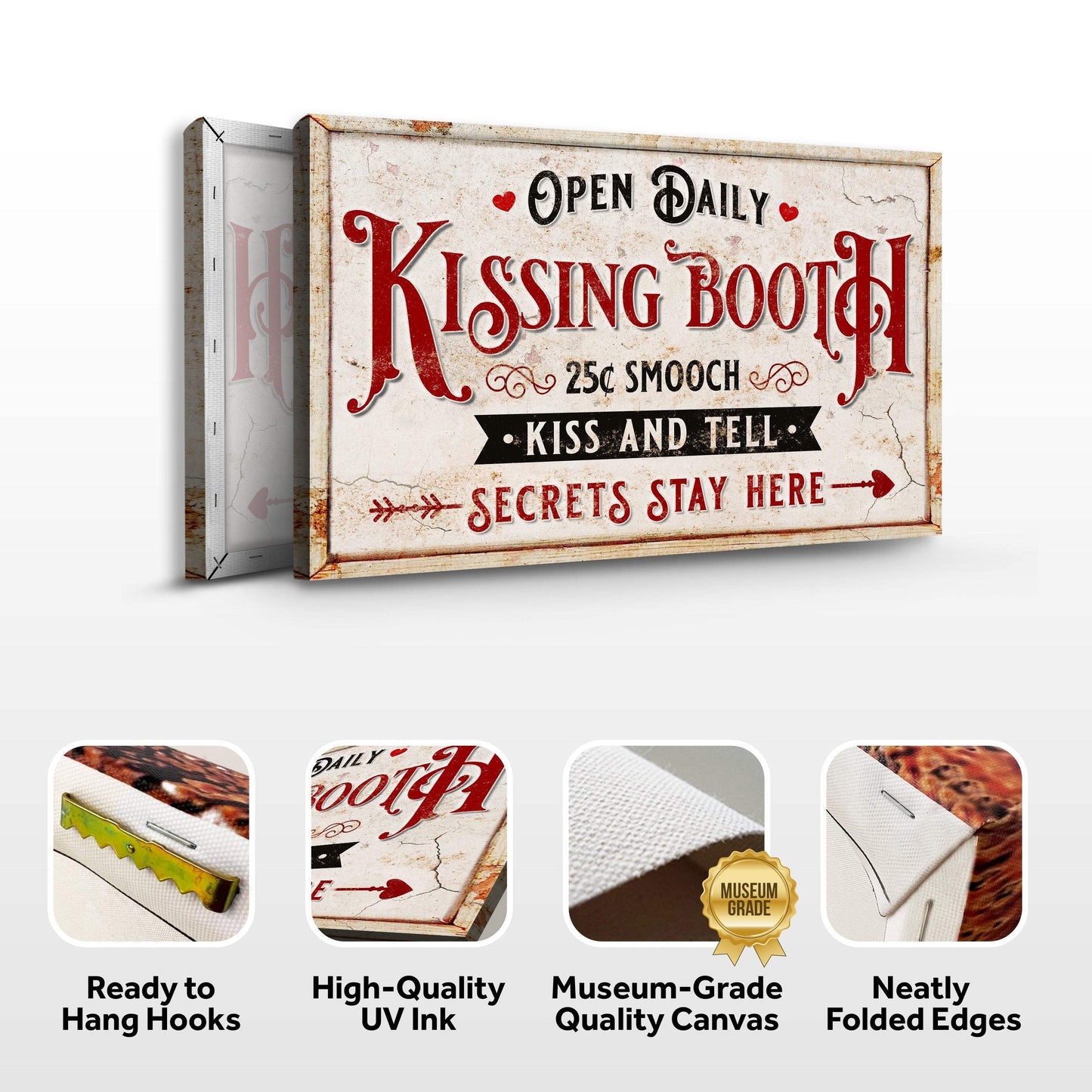 Vintage Rustic Kissing Booth Sign IV - Tailored Canvases - Flyclothing LLC