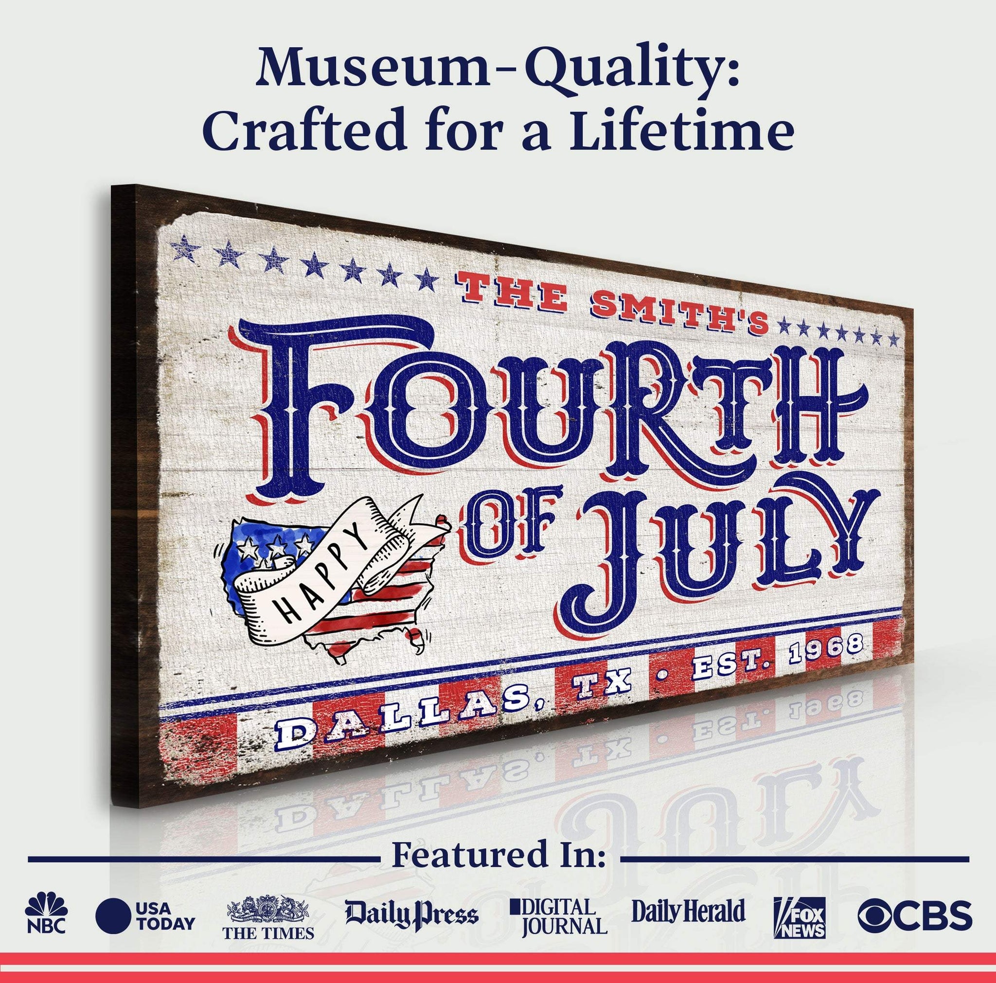 4th of July Personalized Welcome Sign - Tailored Canvases - Flyclothing LLC