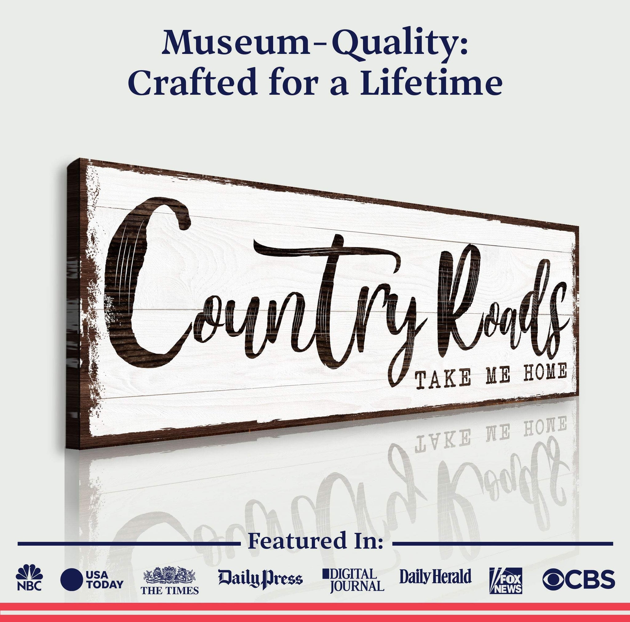 Country Roads Take Me Home Sign III - Tailored Canvases - Flyclothing LLC