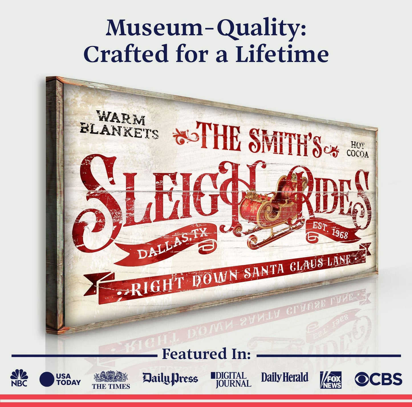 Sleigh Rides Christmas Sign III - Tailored Canvases - Flyclothing LLC