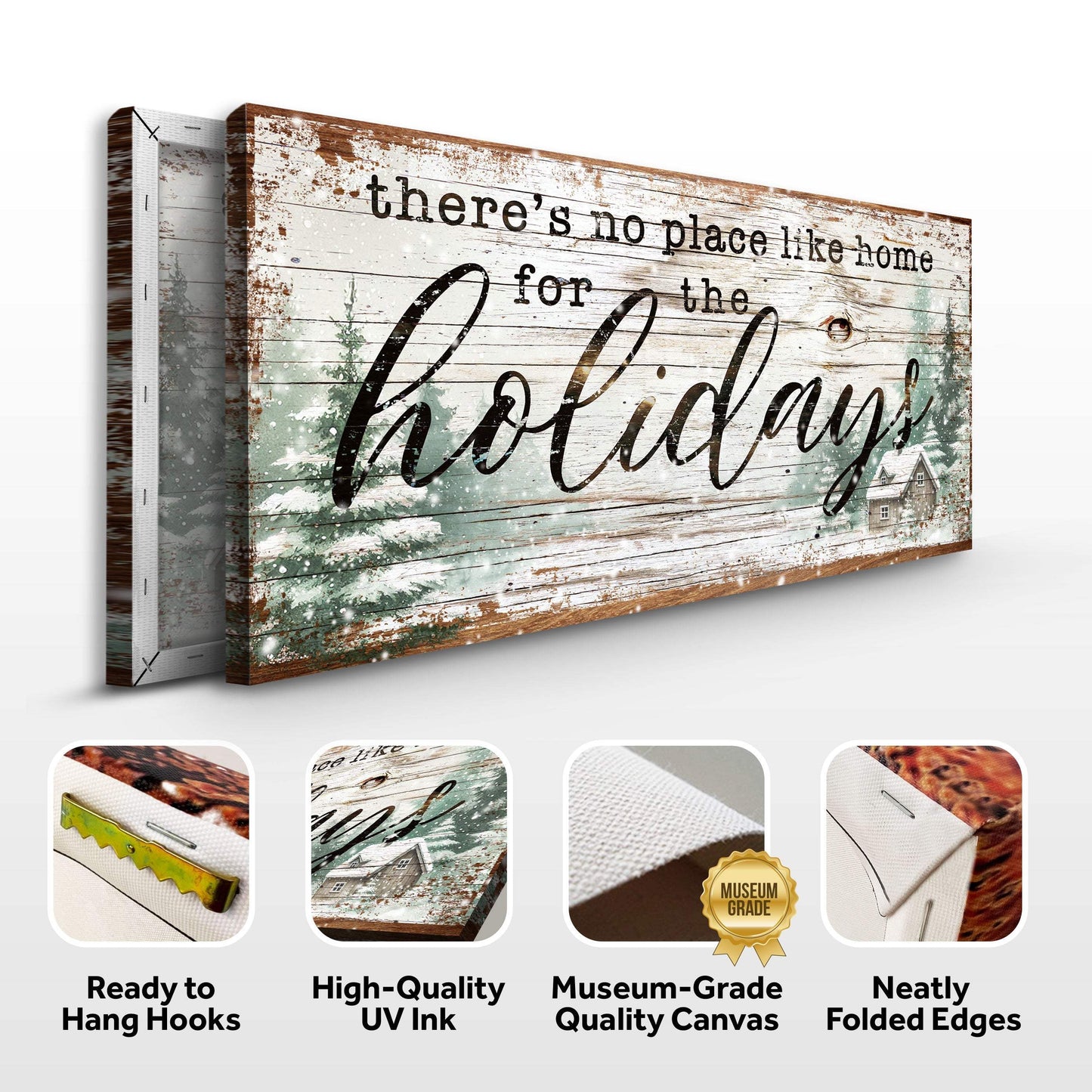 There's No Place Like Home For The Holidays Christmas Sign III - Tailored Canvases - Flyclothing LLC