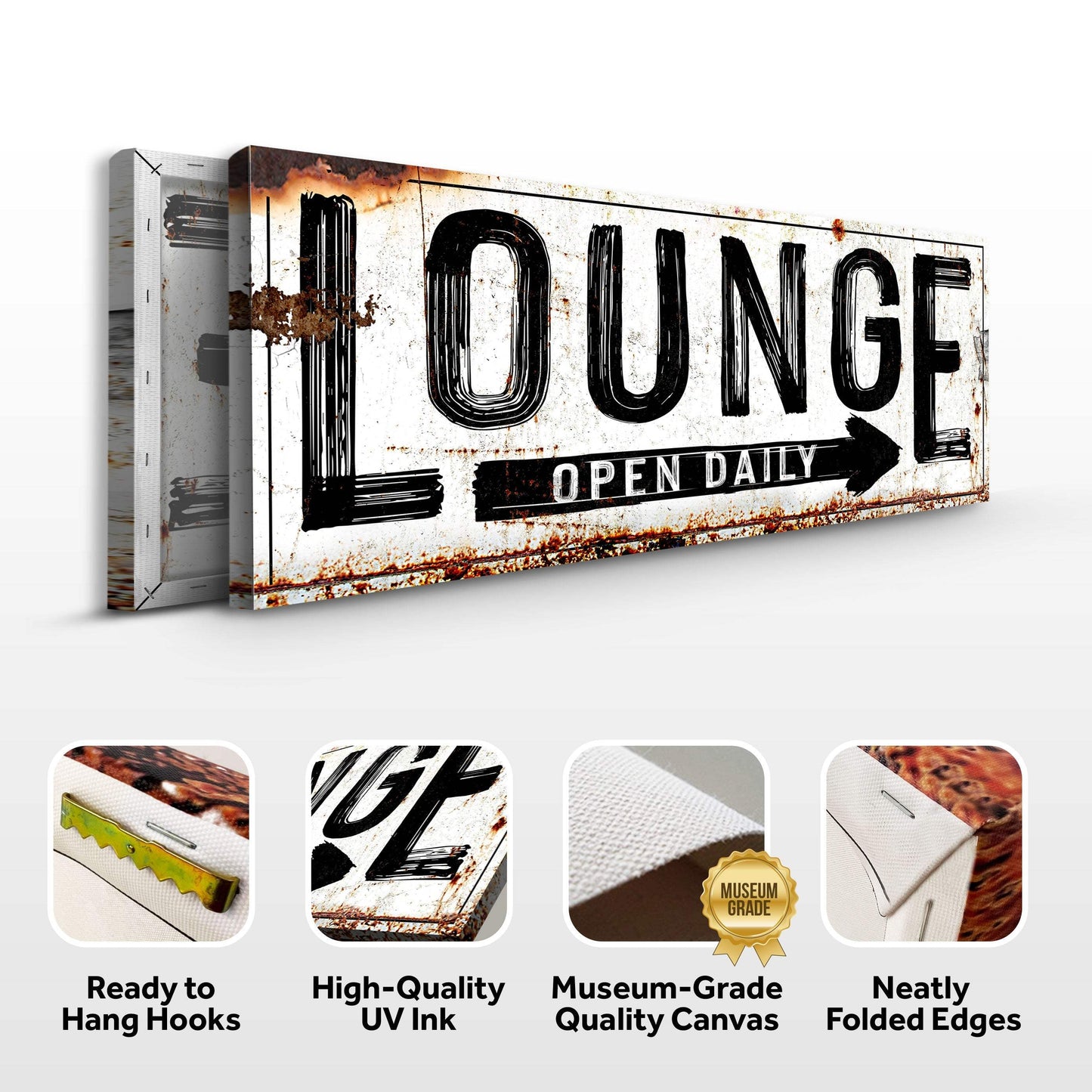 Open Daily Lounge Rustic Sign - Tailored Canvases - Flyclothing LLC