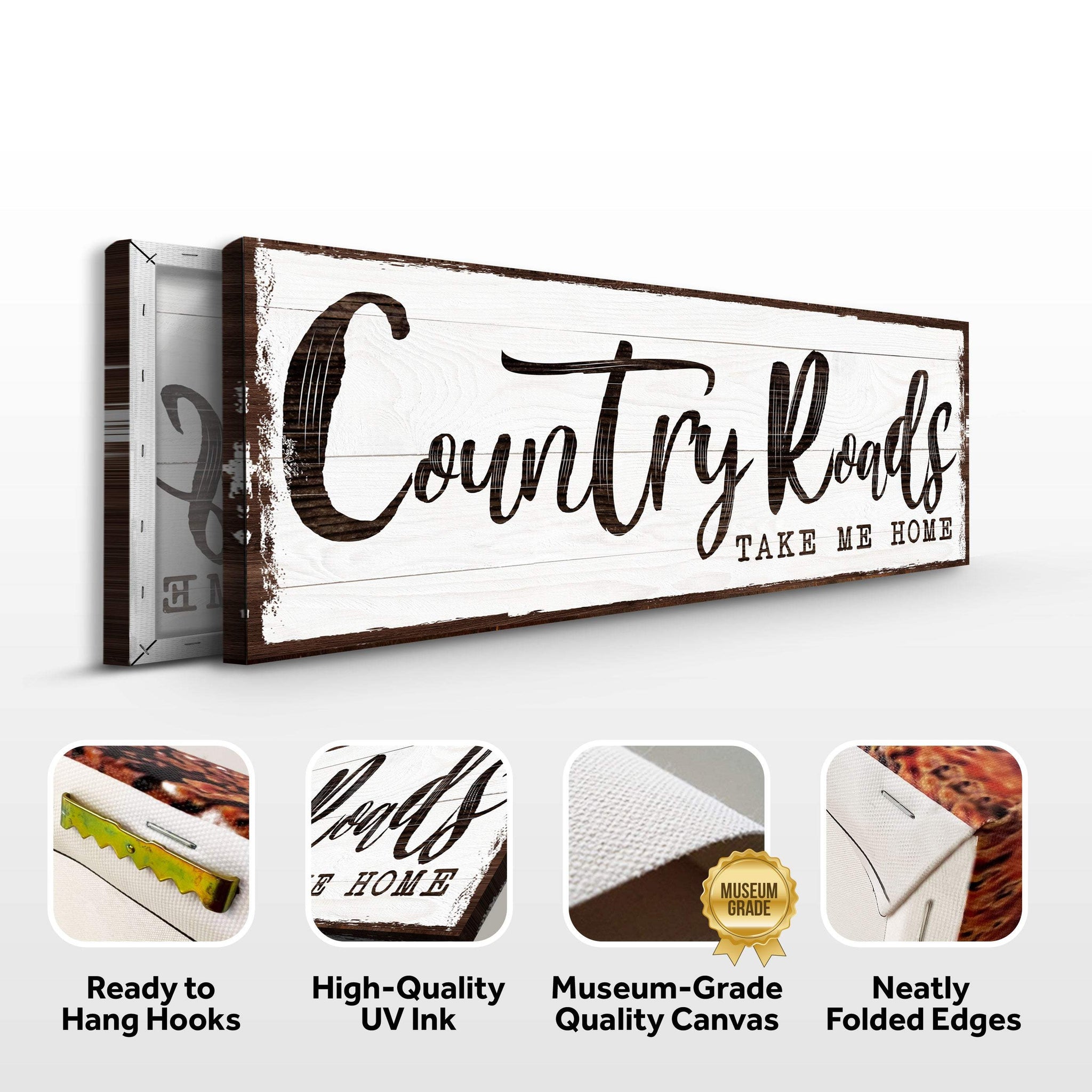 Country Roads Take Me Home Sign III - Tailored Canvases - Flyclothing LLC