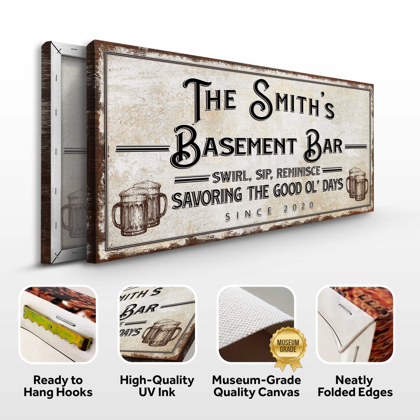Swirl, Sip, Reminisce Basement Bar Sign - Tailored Canvases - Flyclothing LLC