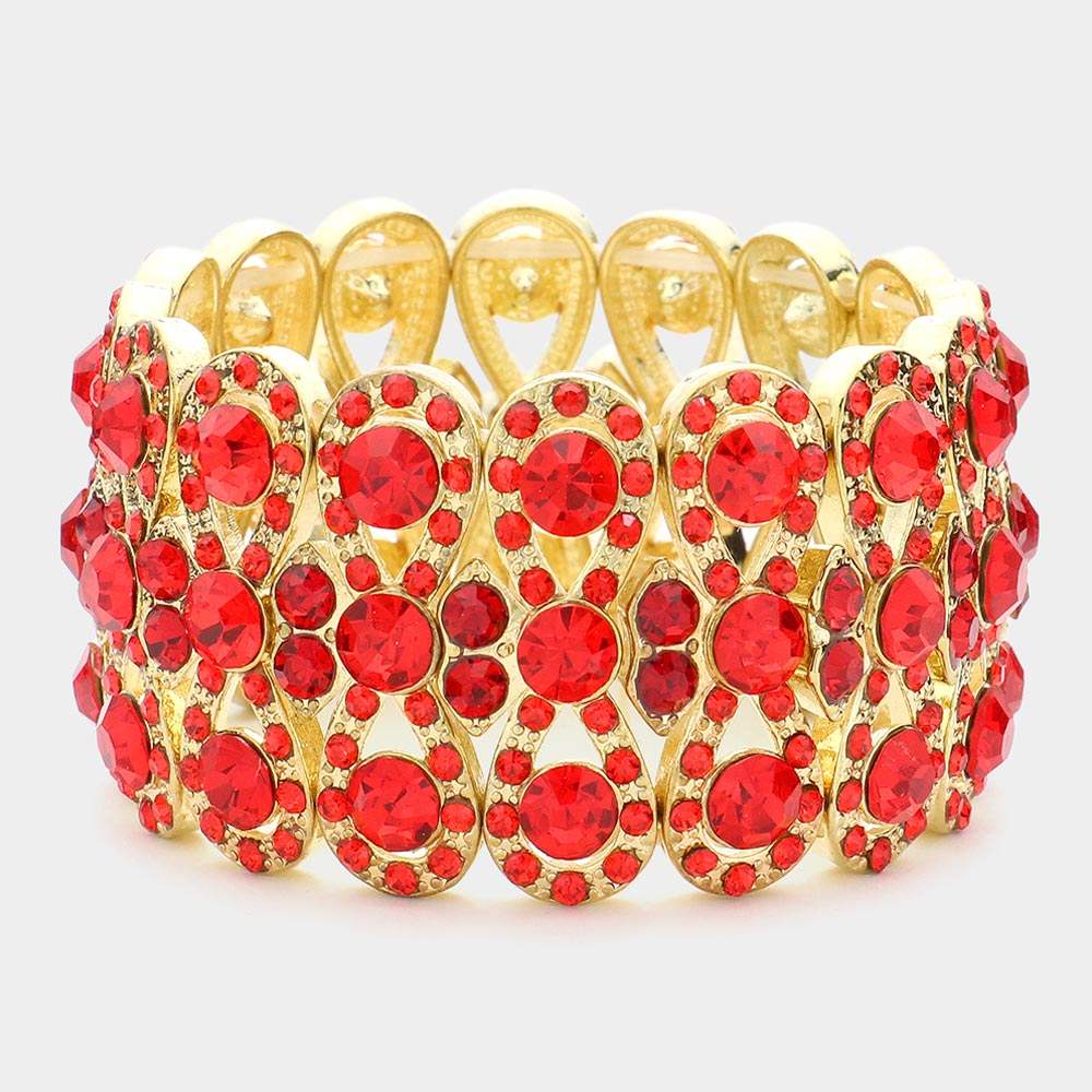 Marquise Crystal Bow Stretch Evening Bracelet - Madeline Love - Flyclothing LLC