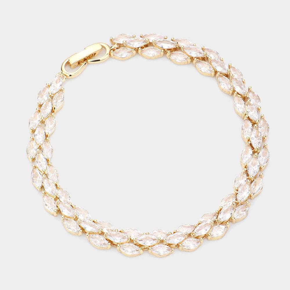 CZ Marquise Cluster Evening Bracelet - Madeline Love - Flyclothing LLC