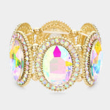 Pave Trim Crystal Oval Stone Stretch Evening Bracelet - Madeline Love - Flyclothing LLC