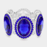 Pave Trim Crystal Oval Stone Stretch Evening Bracelet - Madeline Love - Flyclothing LLC