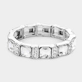 Asscher Stone Accented Stretch Evening Bracelet - Madeline Love - Flyclothing LLC