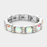 Asscher Stone Accented Stretch Evening Bracelet - Madeline Love - Flyclothing LLC