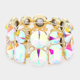 Round Emerald Cut Stone Stretch Evening Bracelet - Madeline Love - Flyclothing LLC