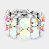 Round Emerald Cut Stone Stretch Evening Bracelet - Madeline Love - Flyclothing LLC