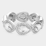 Rhinestone Trim Teardrop Crystal Stretch Evening Bracelet - Madeline Love - Flyclothing LLC
