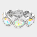 Rhinestone Trim Teardrop Crystal Stretch Evening Bracelet - Madeline Love - Flyclothing LLC