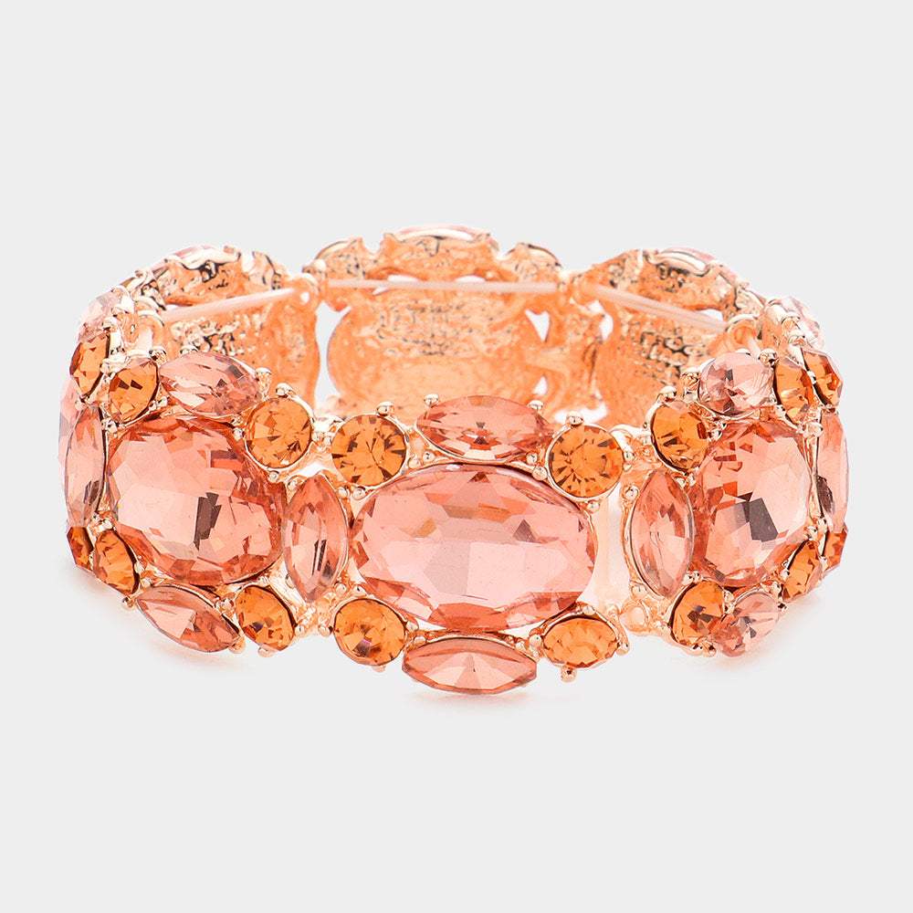 Oval Stone Accented Stretch Evening Bracelet - Madeline Love - Flyclothing LLC