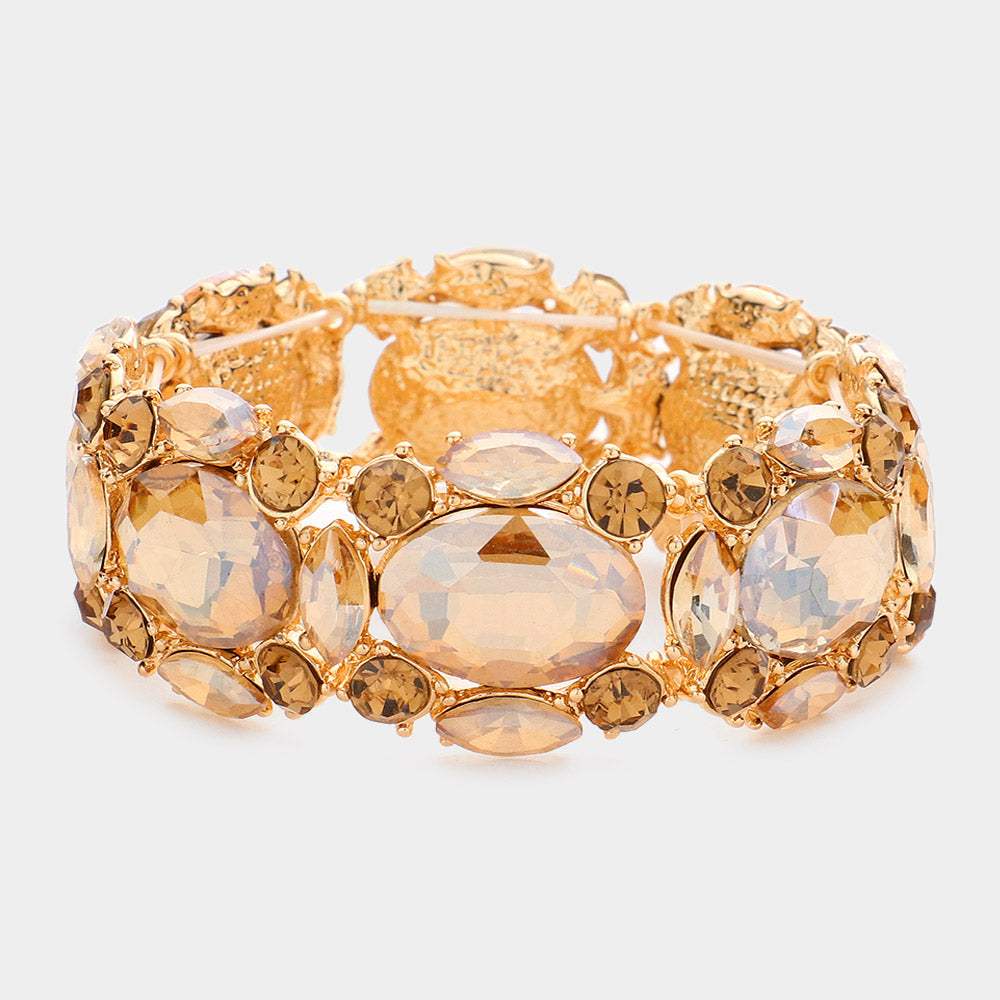 Oval Stone Accented Stretch Evening Bracelet - Madeline Love - Flyclothing LLC