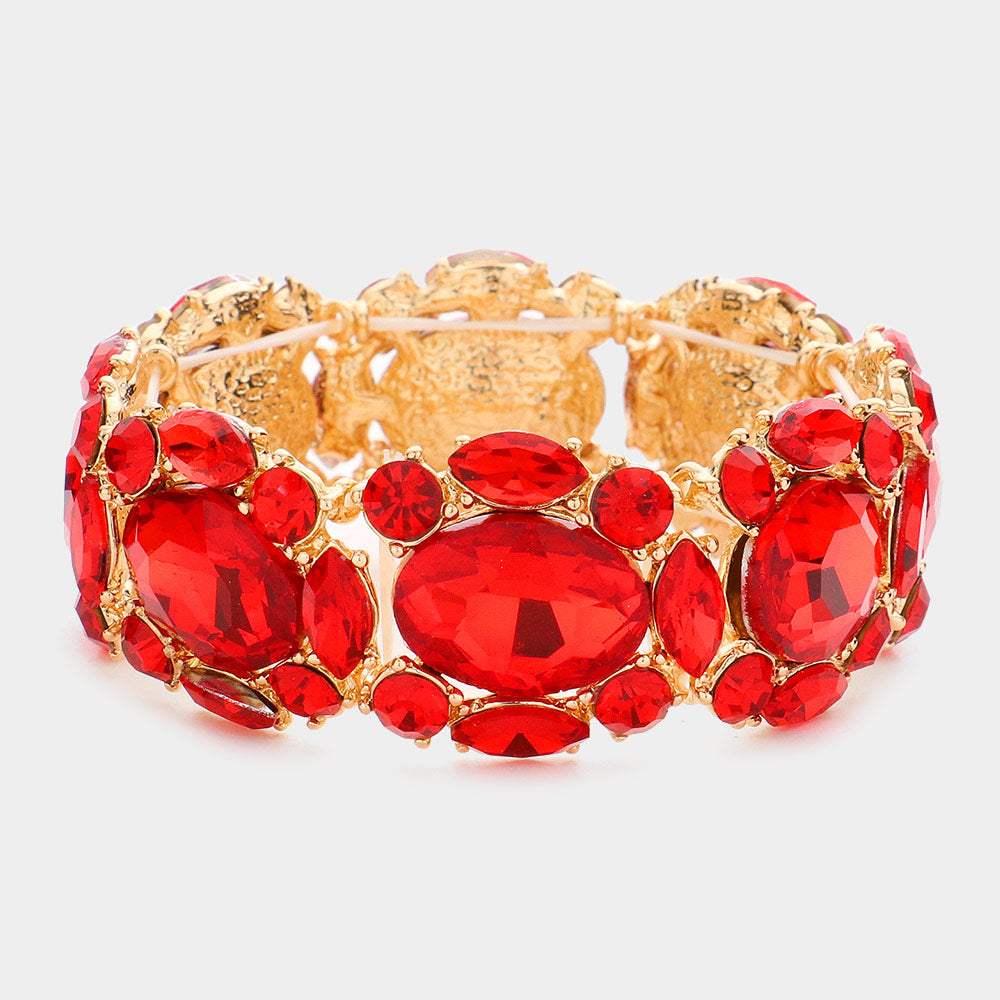 Oval Stone Accented Stretch Evening Bracelet - Madeline Love - Flyclothing LLC