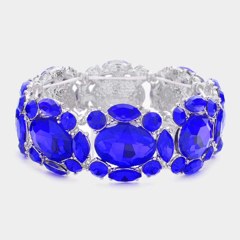 Oval Stone Accented Stretch Evening Bracelet - Madeline Love - Flyclothing LLC