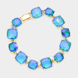 Cushion Square Stone Link Evening Bracelet - Madeline Love - Flyclothing LLC