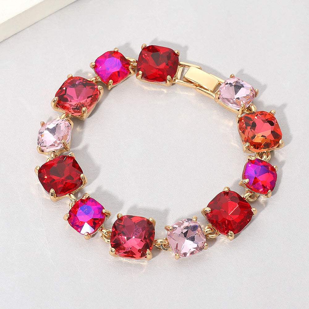 Cushion Square Stone Link Evening Bracelet - Madeline Love - Flyclothing LLC