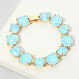 Cushion Square Stone Link Evening Bracelet - Madeline Love - Flyclothing LLC