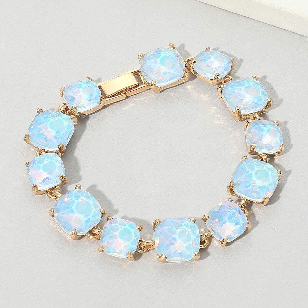 Cushion Square Stone Link Evening Bracelet - Madeline Love - Flyclothing LLC