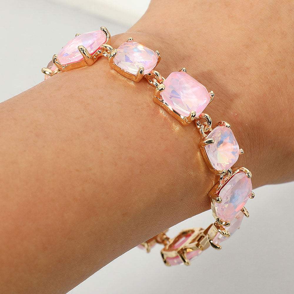 Cushion Square Stone Link Evening Bracelet - Madeline Love - Flyclothing LLC