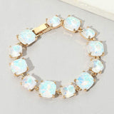 Cushion Square Stone Link Evening Bracelet - Madeline Love - Flyclothing LLC