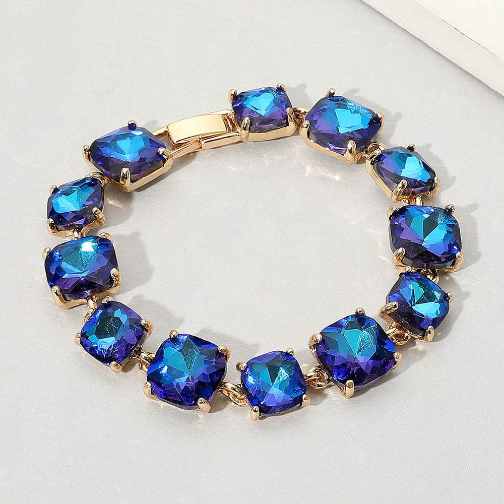 Cushion Square Stone Link Evening Bracelet - Madeline Love - Flyclothing LLC
