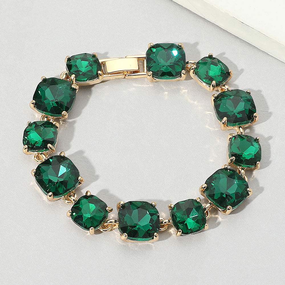 Cushion Square Stone Link Evening Bracelet - Madeline Love - Flyclothing LLC