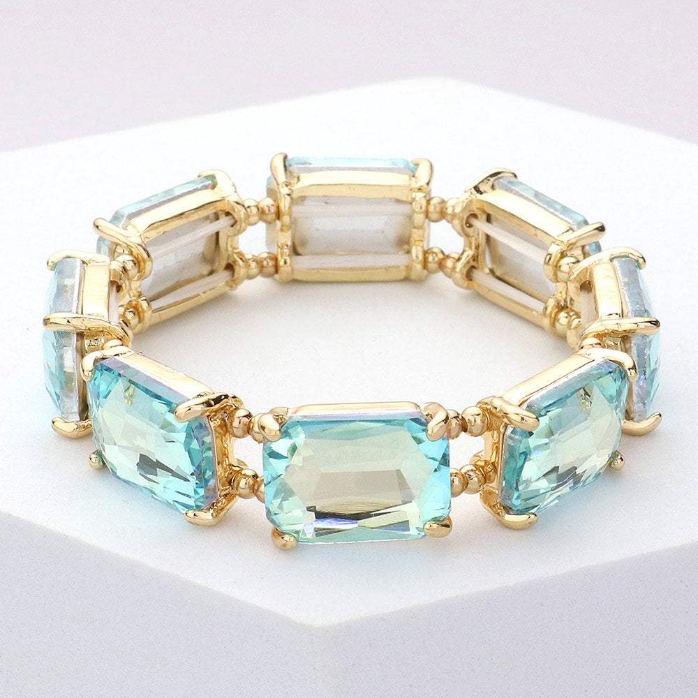 Emerald Cut Stone Stretch Evening Bracelet - Madeline Love - Flyclothing LLC