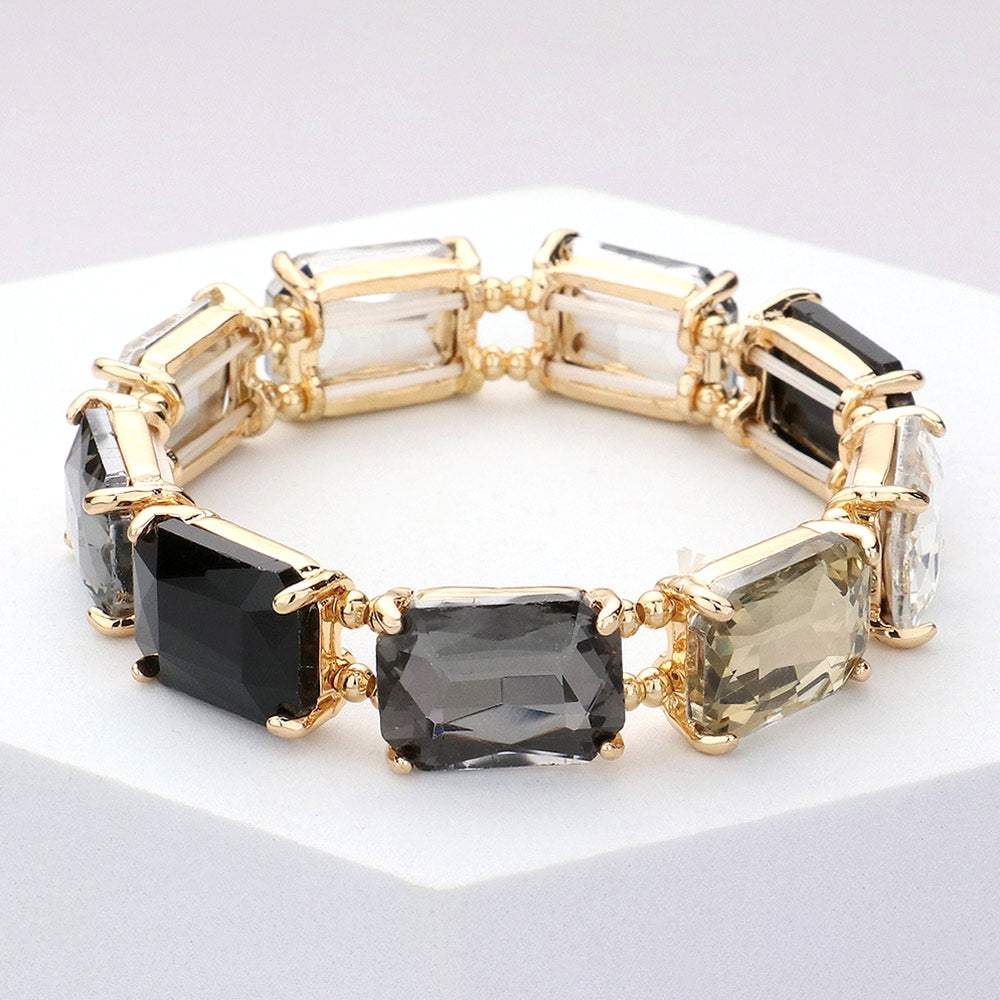 Emerald Cut Stone Stretch Evening Bracelet - Madeline Love - Flyclothing LLC