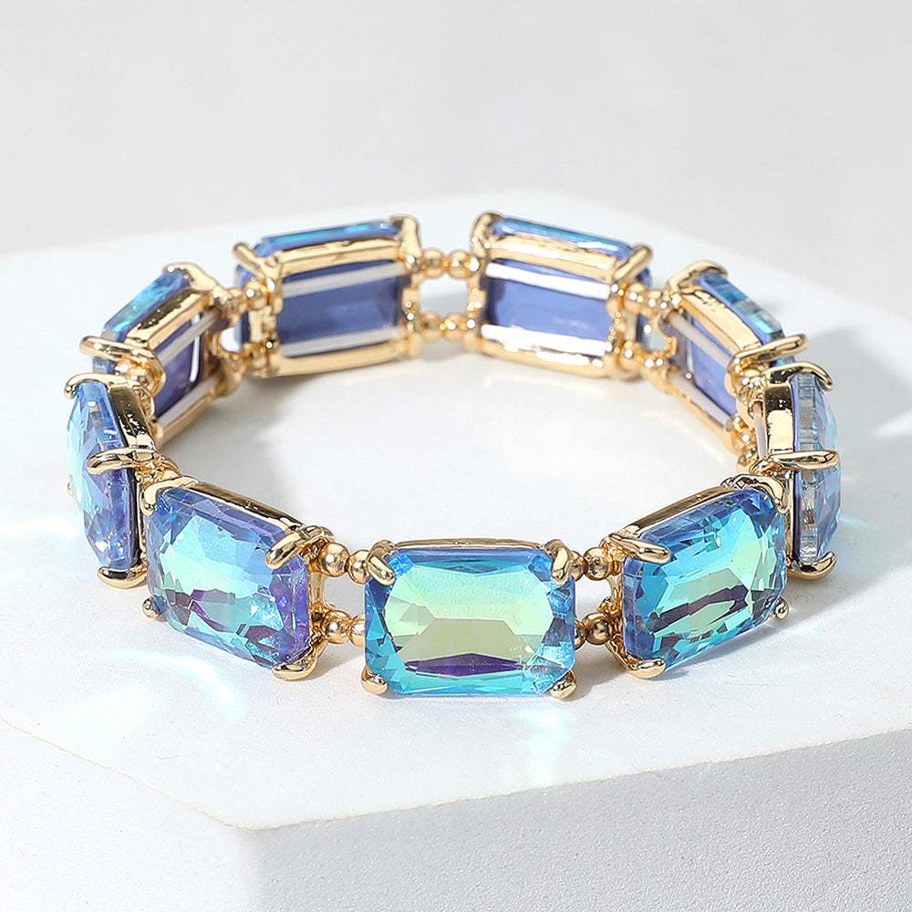 Emerald Cut Stone Stretch Evening Bracelet - Madeline Love - Flyclothing LLC
