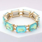 Emerald Cut Stone Stretch Evening Bracelet - Madeline Love - Flyclothing LLC