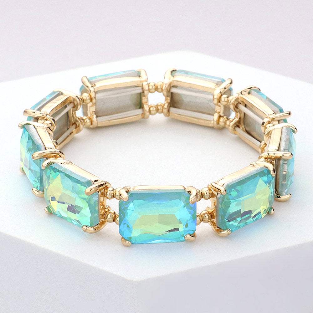 Emerald Cut Stone Stretch Evening Bracelet - Madeline Love - Flyclothing LLC