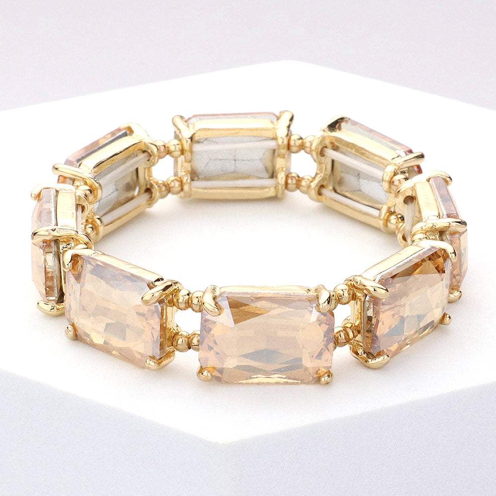 Emerald Cut Stone Stretch Evening Bracelet - Madeline Love - Flyclothing LLC