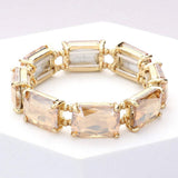Emerald Cut Stone Stretch Evening Bracelet - Madeline Love - Flyclothing LLC