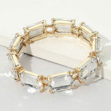 Emerald Cut Stone Stretch Evening Bracelet - Madeline Love - Flyclothing LLC