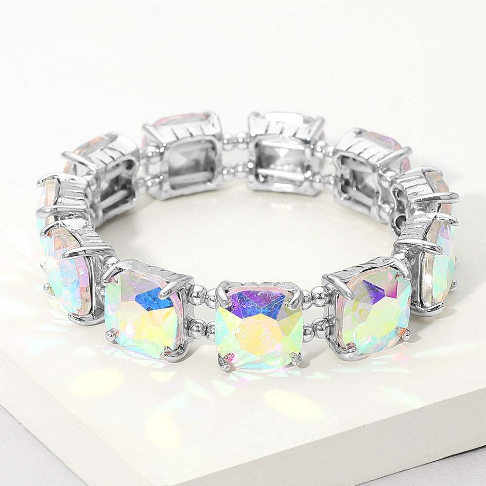 Cushion Square Stone Stretch Evening Bracelet - Madeline Love - Flyclothing LLC