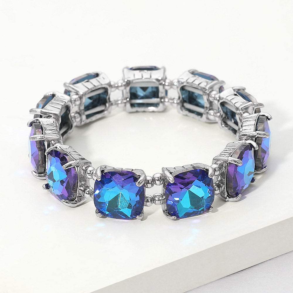 Cushion Square Stone Stretch Evening Bracelet - Madeline Love - Flyclothing LLC