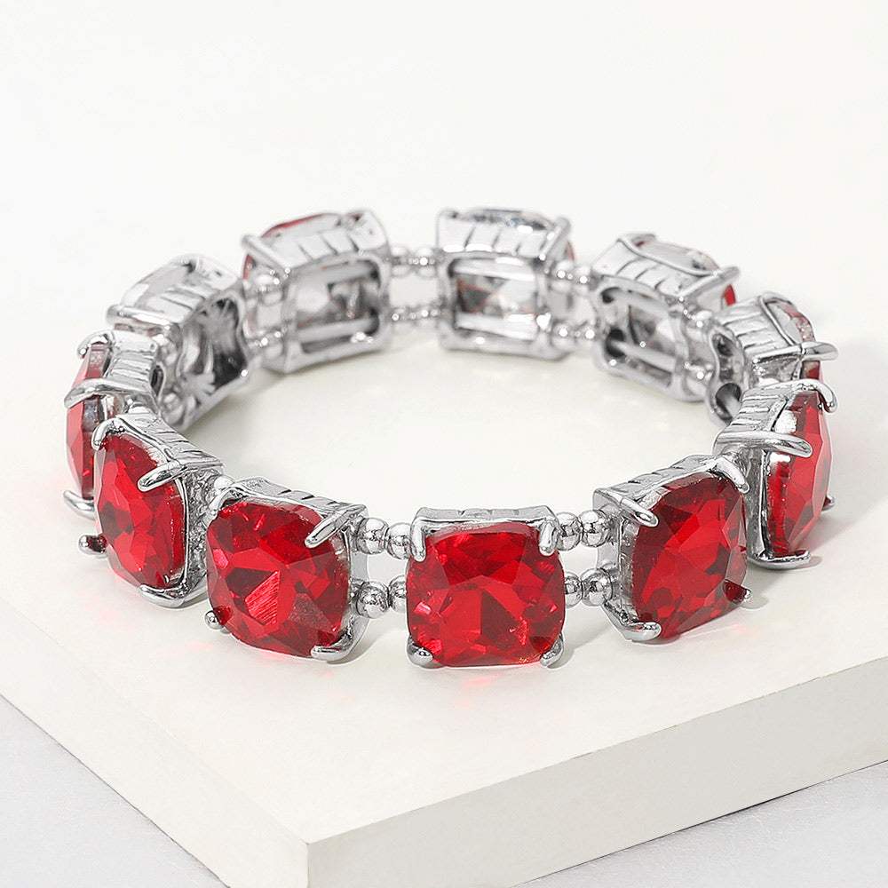 Cushion Square Stone Stretch Evening Bracelet - Madeline Love - Flyclothing LLC