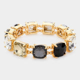 Cushion Square Stone Stretch Evening Bracelet - Madeline Love - Flyclothing LLC