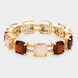 Cushion Square Stone Stretch Evening Bracelet - Madeline Love - Flyclothing LLC