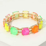 Cushion Square Stone Stretch Evening Bracelet - Madeline Love - Flyclothing LLC
