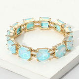 Cushion Square Stone Stretch Evening Bracelet - Madeline Love - Flyclothing LLC