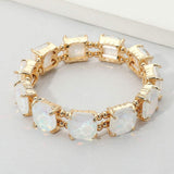 Cushion Square Stone Stretch Evening Bracelet - Madeline Love - Flyclothing LLC