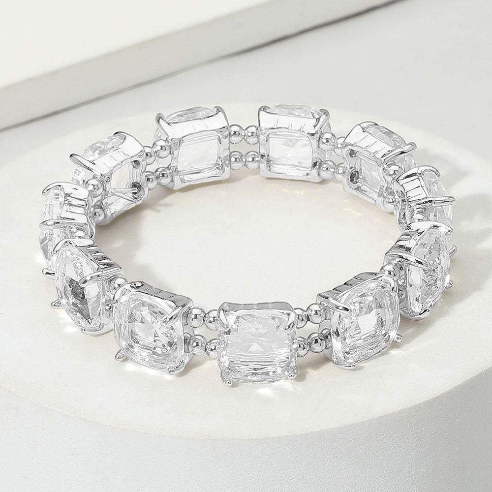 Cushion Square Stone Stretch Evening Bracelet - Madeline Love - Flyclothing LLC