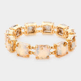 Cushion Square Stone Stretch Evening Bracelet - Madeline Love - Flyclothing LLC